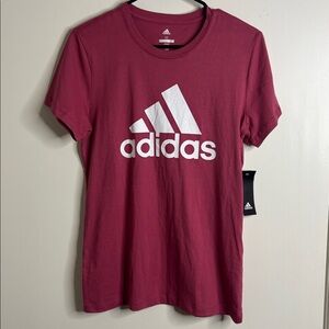 Adidas Women's Maroon Tee with White Logo